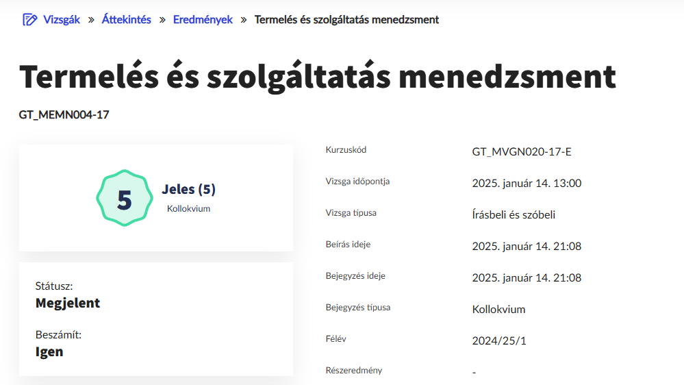 DE Neptun Vizsgaeredmény2